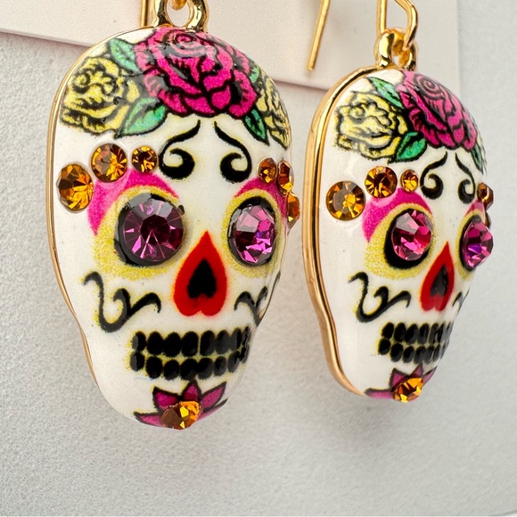 Betsey Johnson - Sugar Skull Drop Earrings NWT - Picture 6 of 7